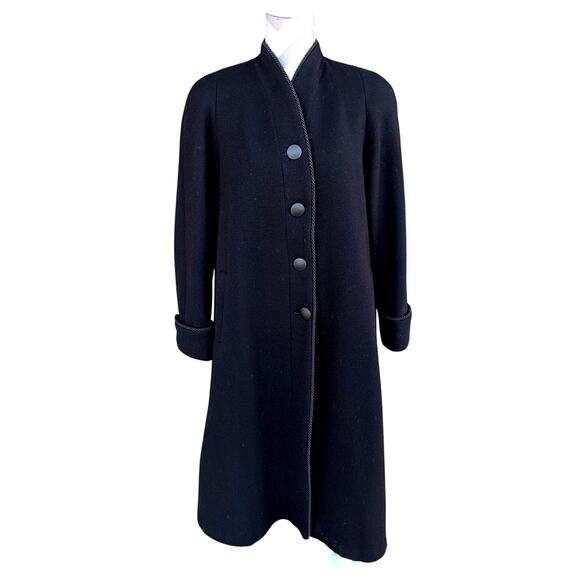 Vintage Jad Coat 14 Petite Black Wool Over Opera Dress Evening Formal Long USA - Picture 1 of 14